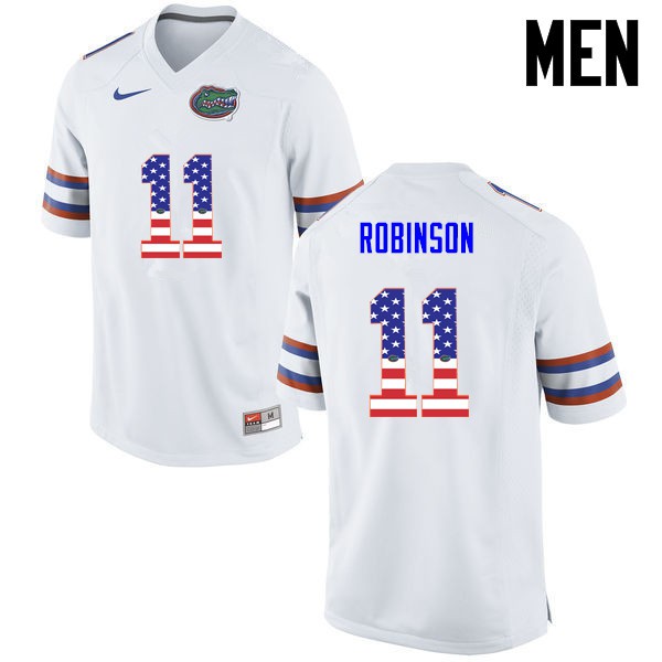 Florida Gators Men #11 Demarcus Robinson College Football USA Flag Fashion White